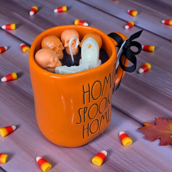 Handmade ✦ Rae Dunn Home Spooky Home Mug Candle ✦ Vanilla Cookie Pumpkin Soy Wax - Picture 9 of 9